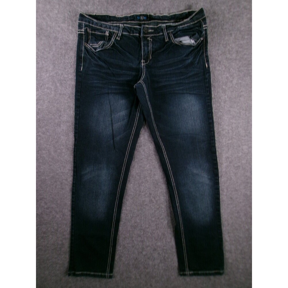 Royal Blue Jeans Women 15X30 Blue Mid Rise Skinny Dark Wash Capsule Causal